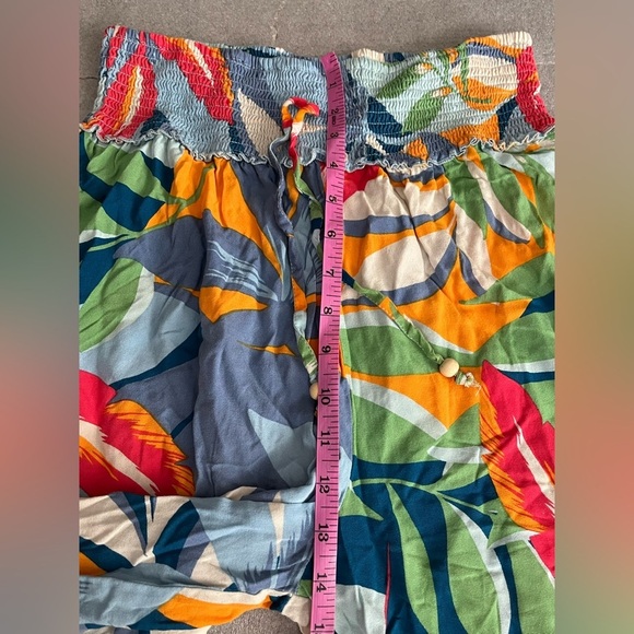 [L] Goa Beachwear By Japna Red Orange Palazzo Jumpsuit wide leg Tropical smock - Picture 5 of 8